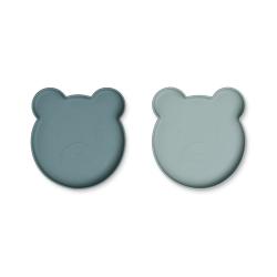 Set de 2 Assiettes plates Mr. Bear Marty - Bleu mix - Liewood