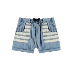Short Fluid Denim et Marinière - Bleu - Blune Paris